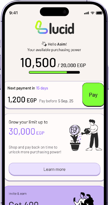 Lucid app mockup on mobile phone